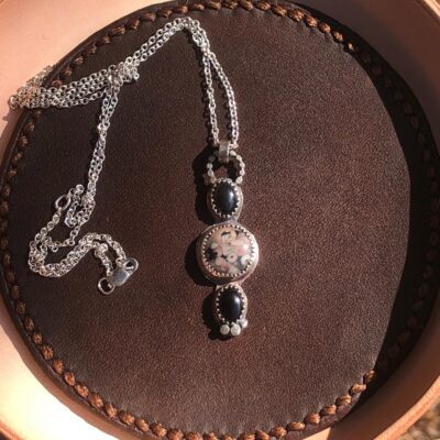 Full Moon Castle Jasper & Onyx Silver Necklace