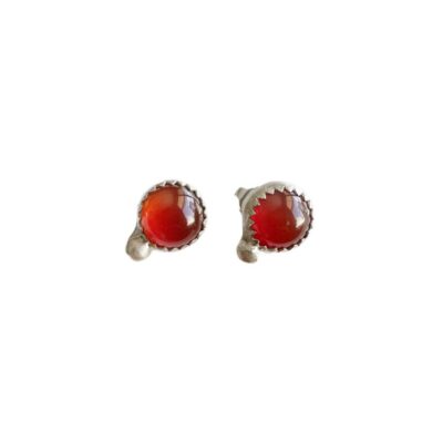 Red Carnelian Silver Stud Earrings