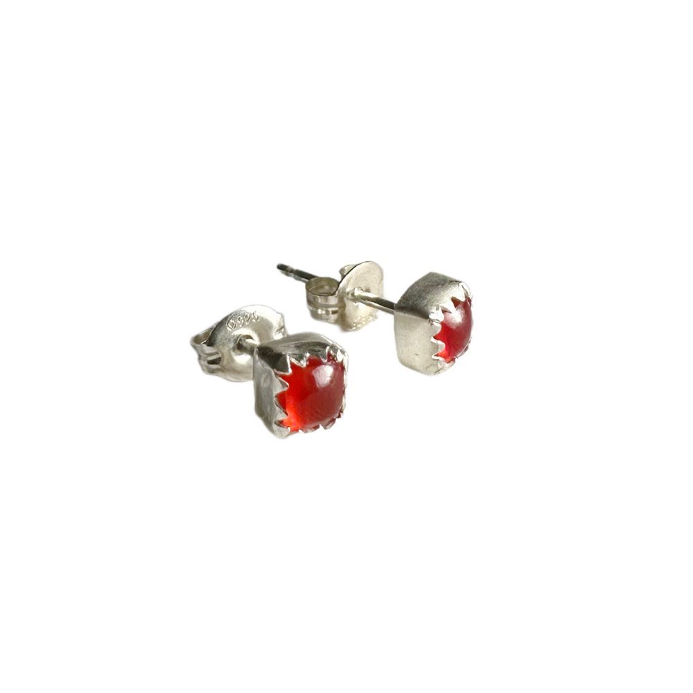 Square Carnelian Silver Studs