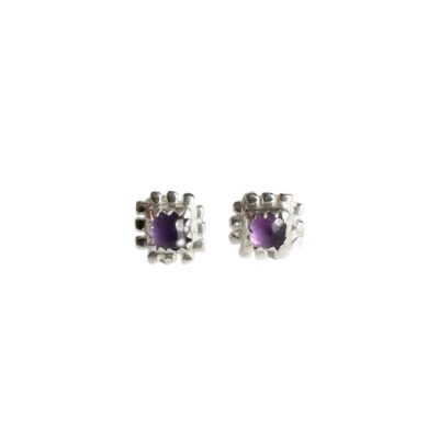Square Amethyst Silver Studs