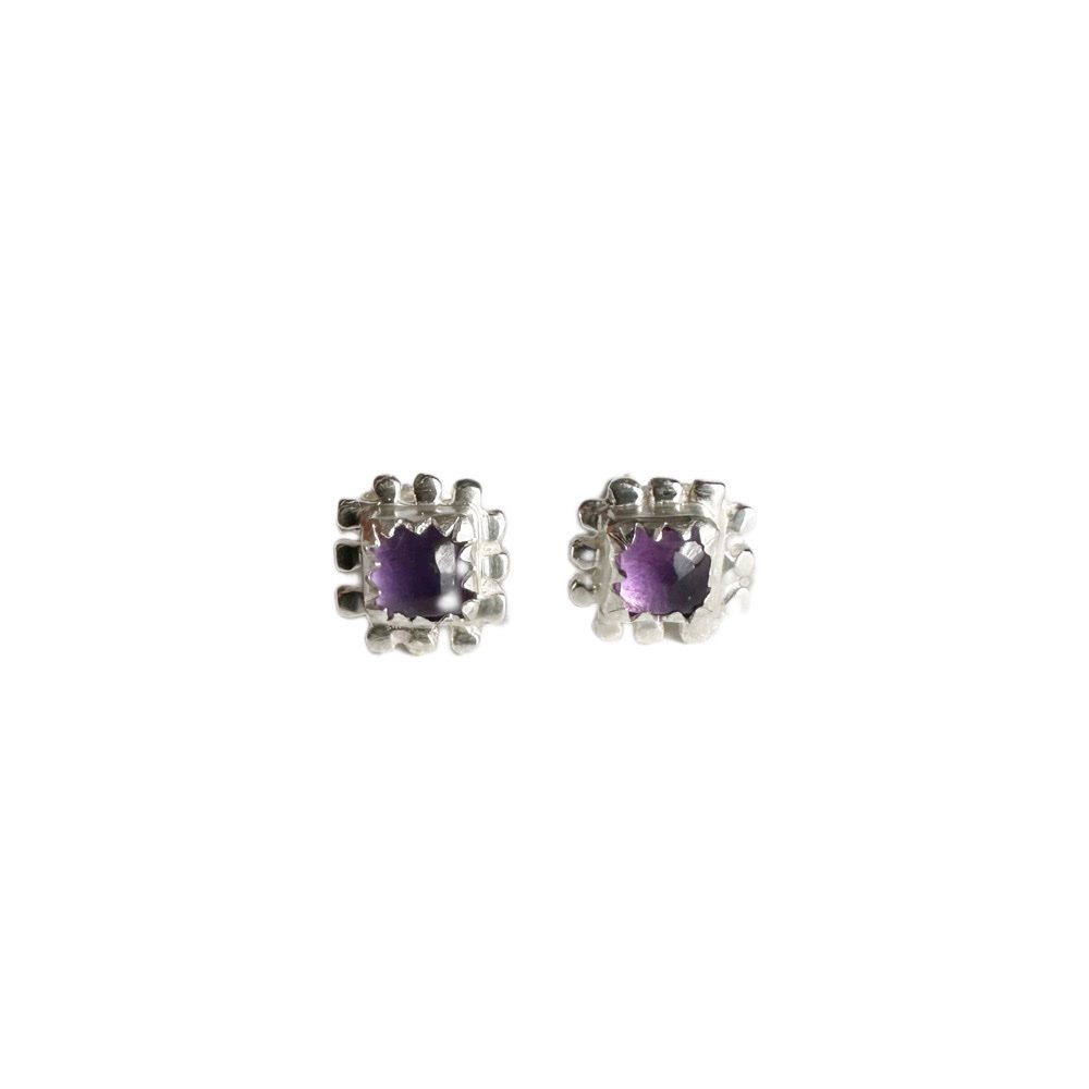 Square Amethyst Silver Studs