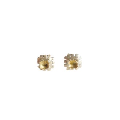 Square Citrine Silver Studs