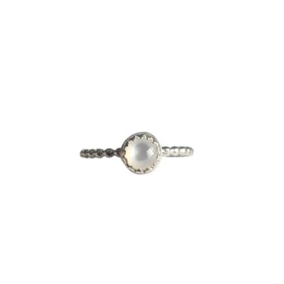 SOLD •  Mother of Pearl Ring with Beaded Band - Size 6