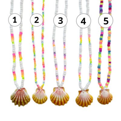 Sunrise Shell Necklace with Glass Beads