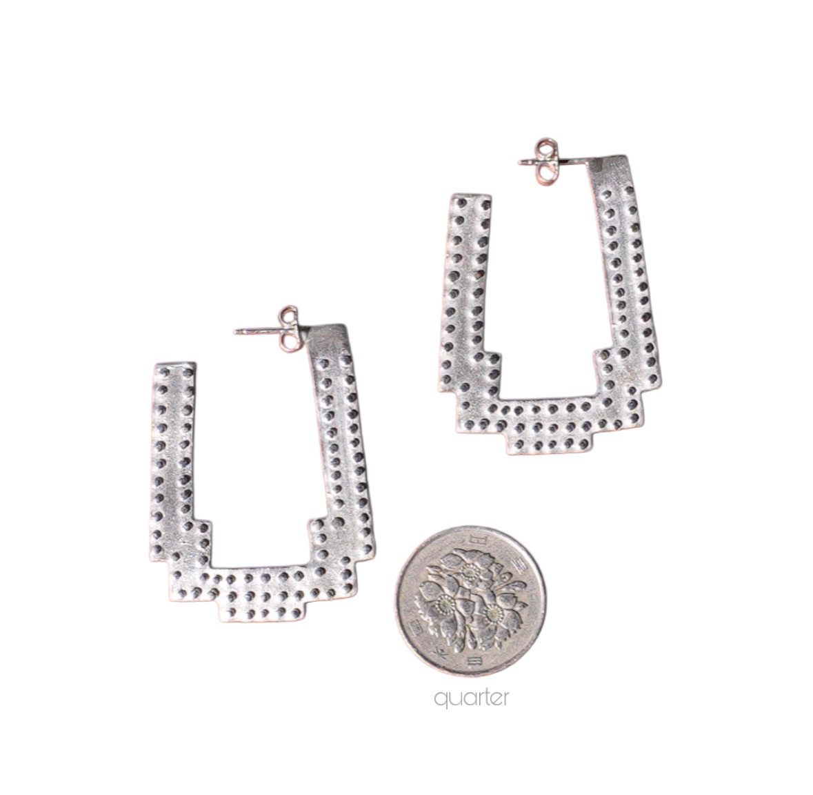 Dotted Door Knocker Sterling Hoops