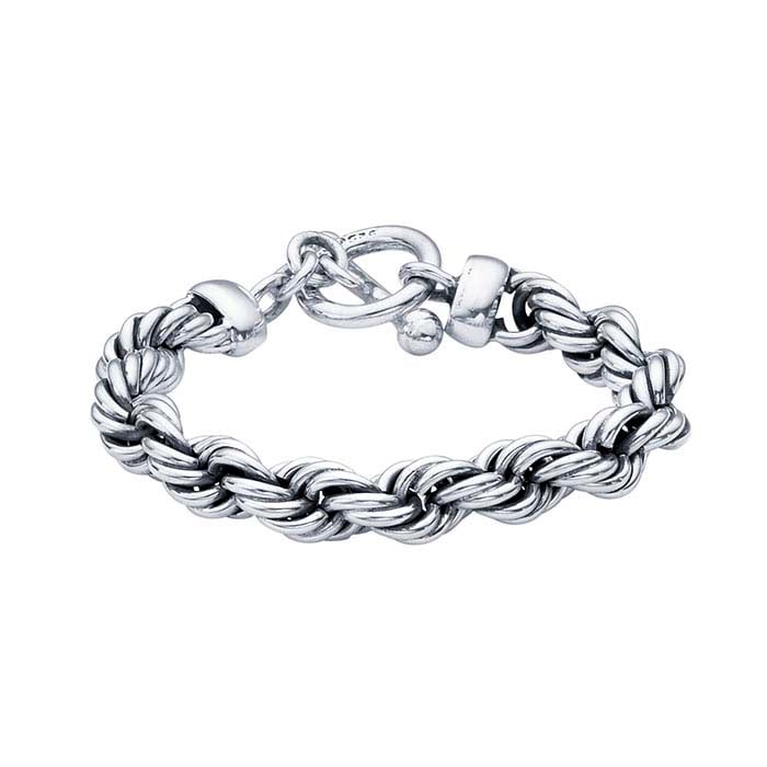 Sterling Silver 10mm Rope Chain Bracelet
