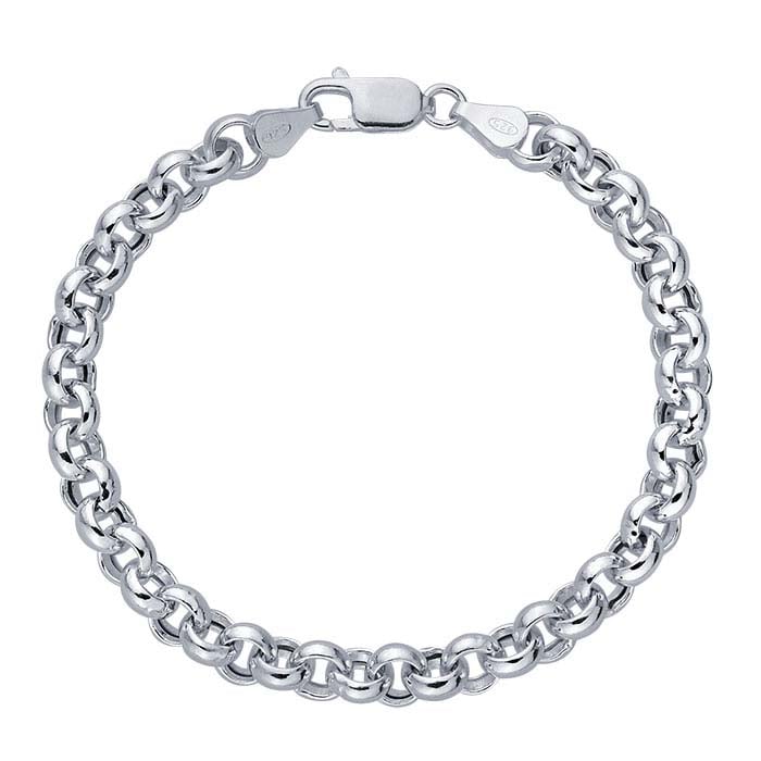 Sterling Silver 6.5mm Hollow Round Rolo Chain Bracelet
