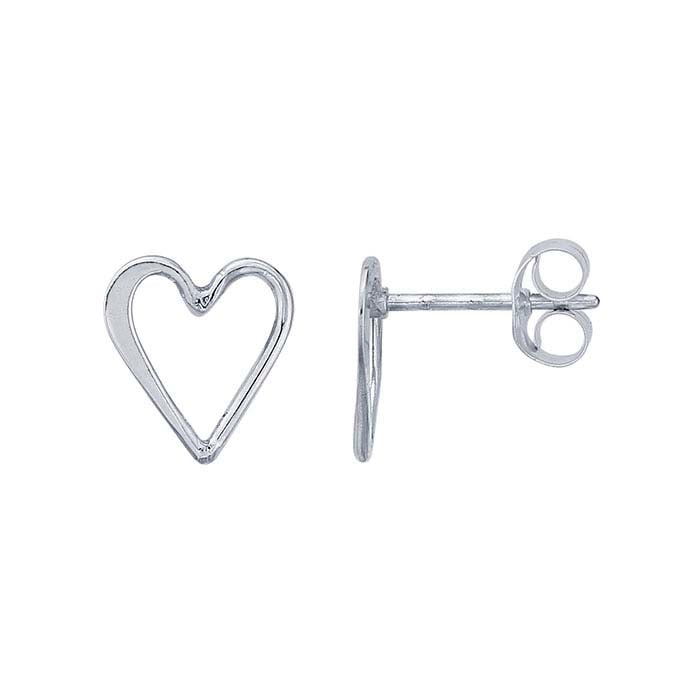 Sterling Silver Open Heart Post Earrings