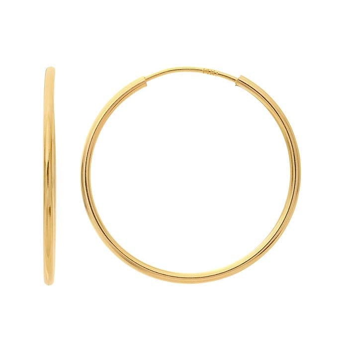 14K Yellow Gold Endless Hoop Earrings