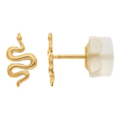 14K Yellow Gold Snake Post Earring