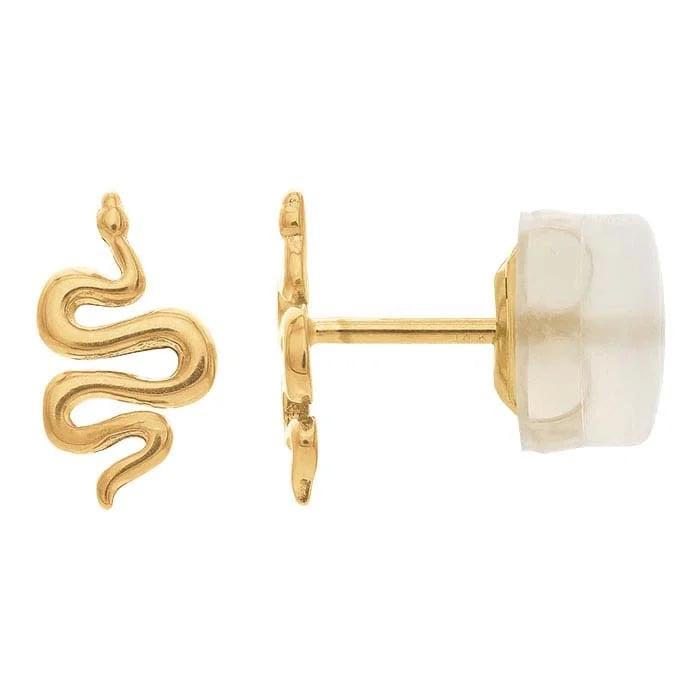 14K Yellow Gold Snake Post Earring