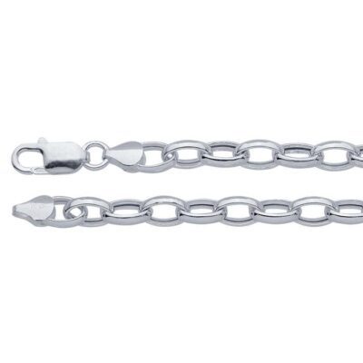 Sterling Silver 7mm Hollow Drawn Oval Rolo Chain