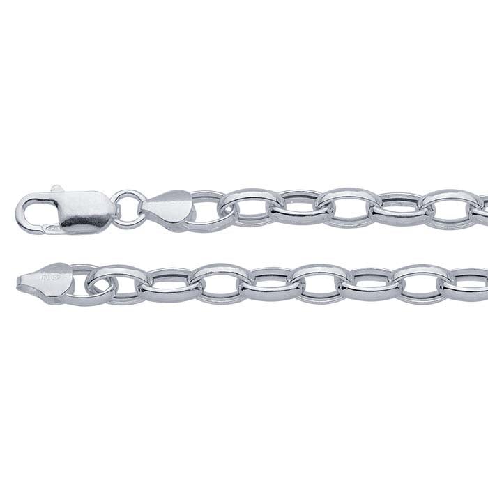 Sterling Silver 7mm Hollow Drawn Oval Rolo Chain